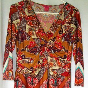 Sunny Leigh BoHo Paisley Print Midi Dress Size S